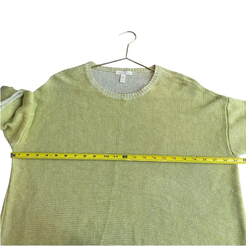 Eileen Fisher Size‎ S Delave Organic Linen Loose Knit Sweater Spring Green Light - Image 12