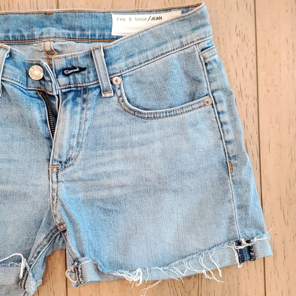 Rag & Bone Classic Raw Hem Light Blue Shorts - Image 3