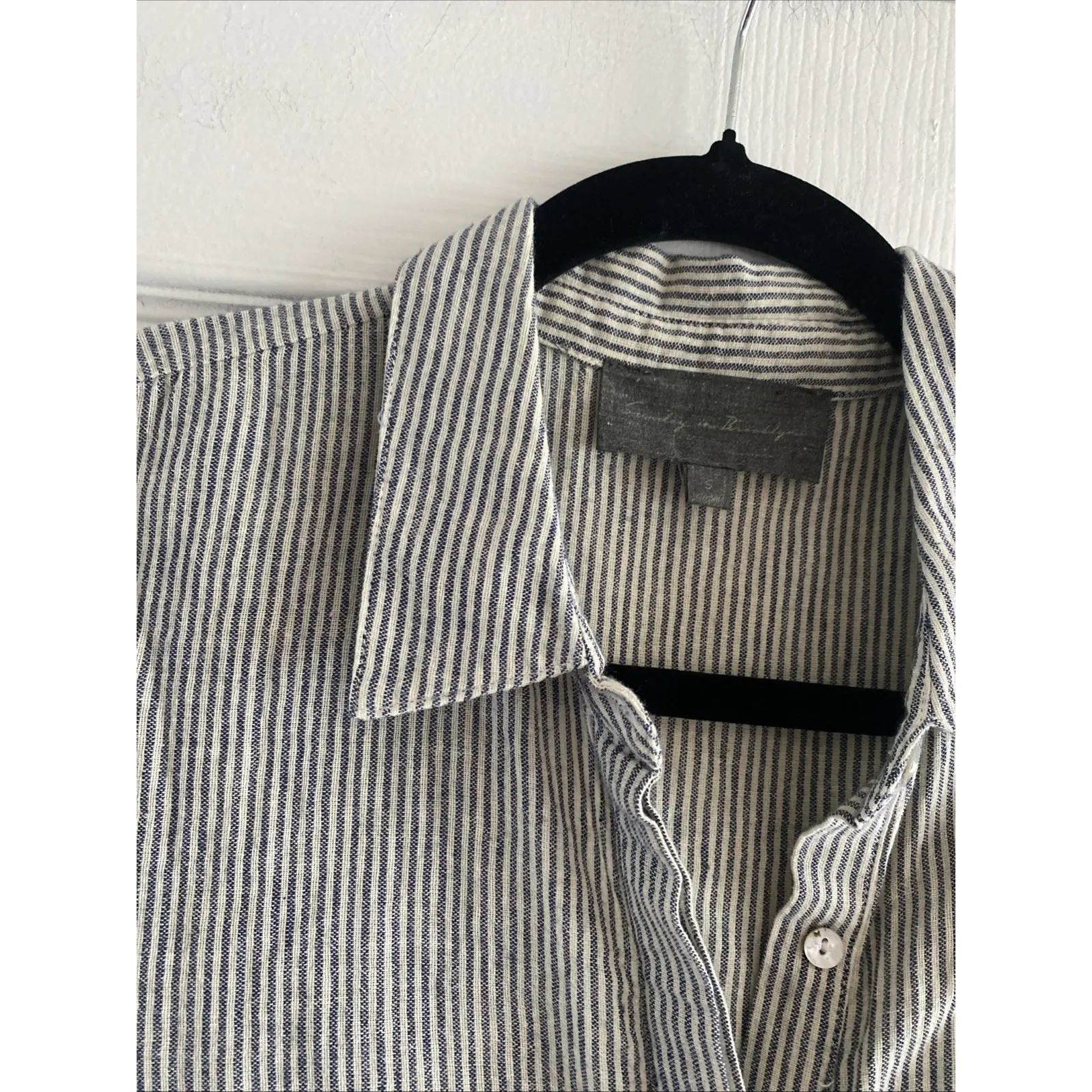 Sunday In Brooklyn Anthro Womens Small Gray Stripe Top Laggenlook Boho Flowy - Image 3