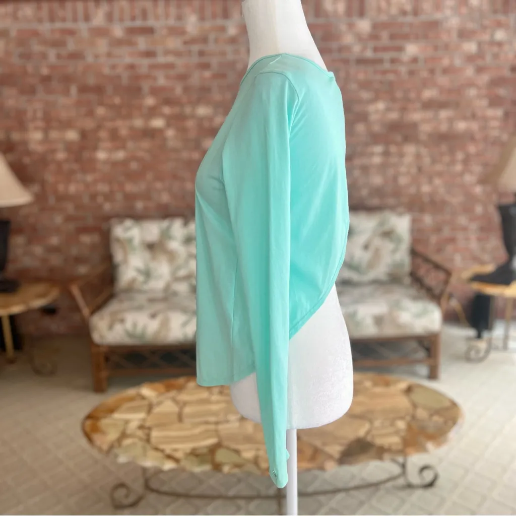 Fabletics Millie Top Split Back Knit Long Sleeve Mint Green XXS Workout Gym - Image 6