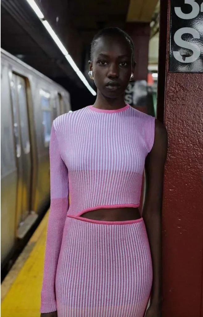 Baobab Ishi Cut Out Knit Maxi Dress Raspberry Womens Size Small Pink - Image 10