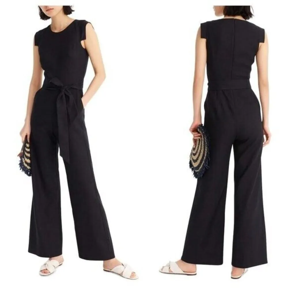 NWT J.Crew Resume Jumpsuit in Black Stretch Linen Belted Wide Leg 1-Piece 12 - Image 6