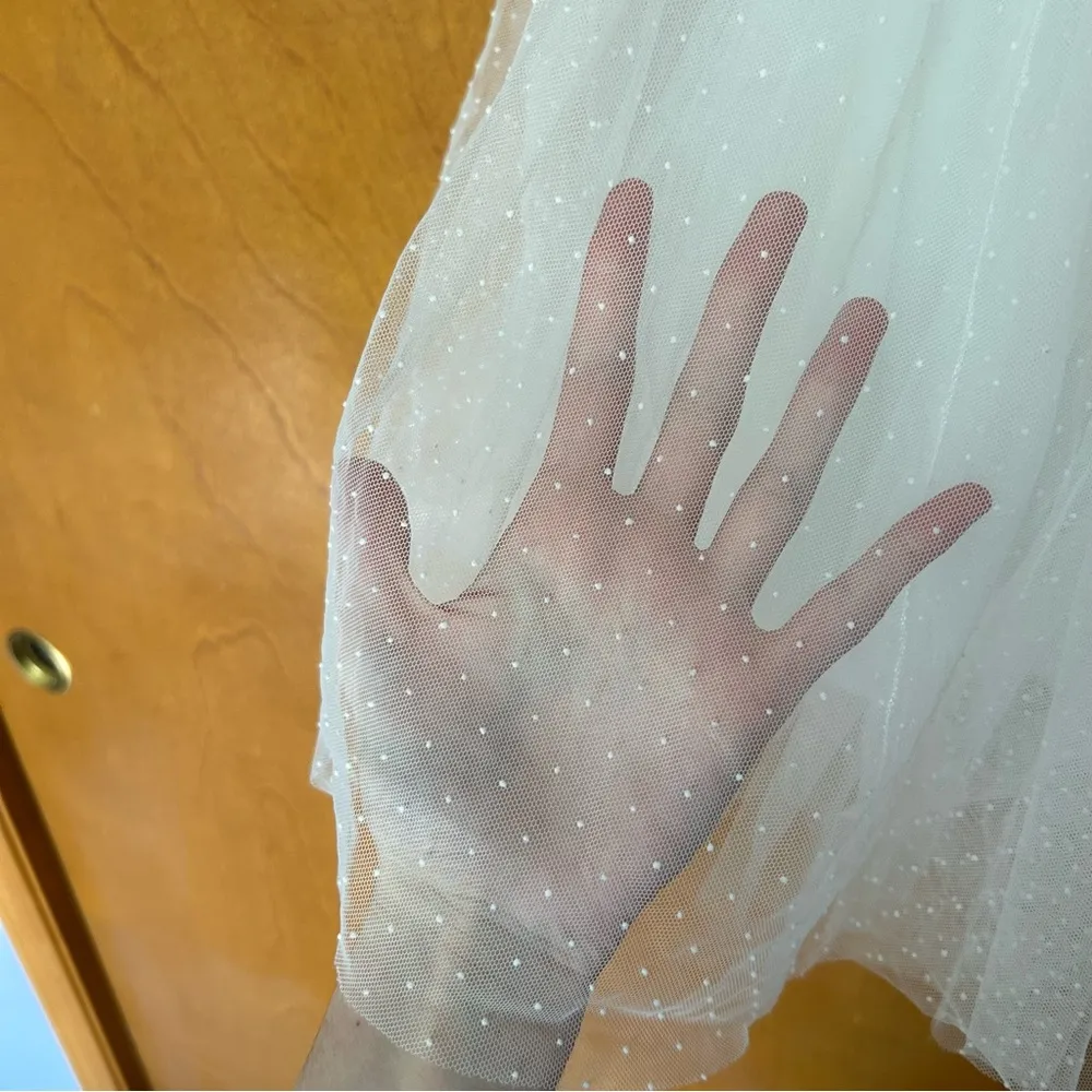 Instant Perfection White Swiss Dot Mesh Strapless Mini Dress Size Medium - Image 9