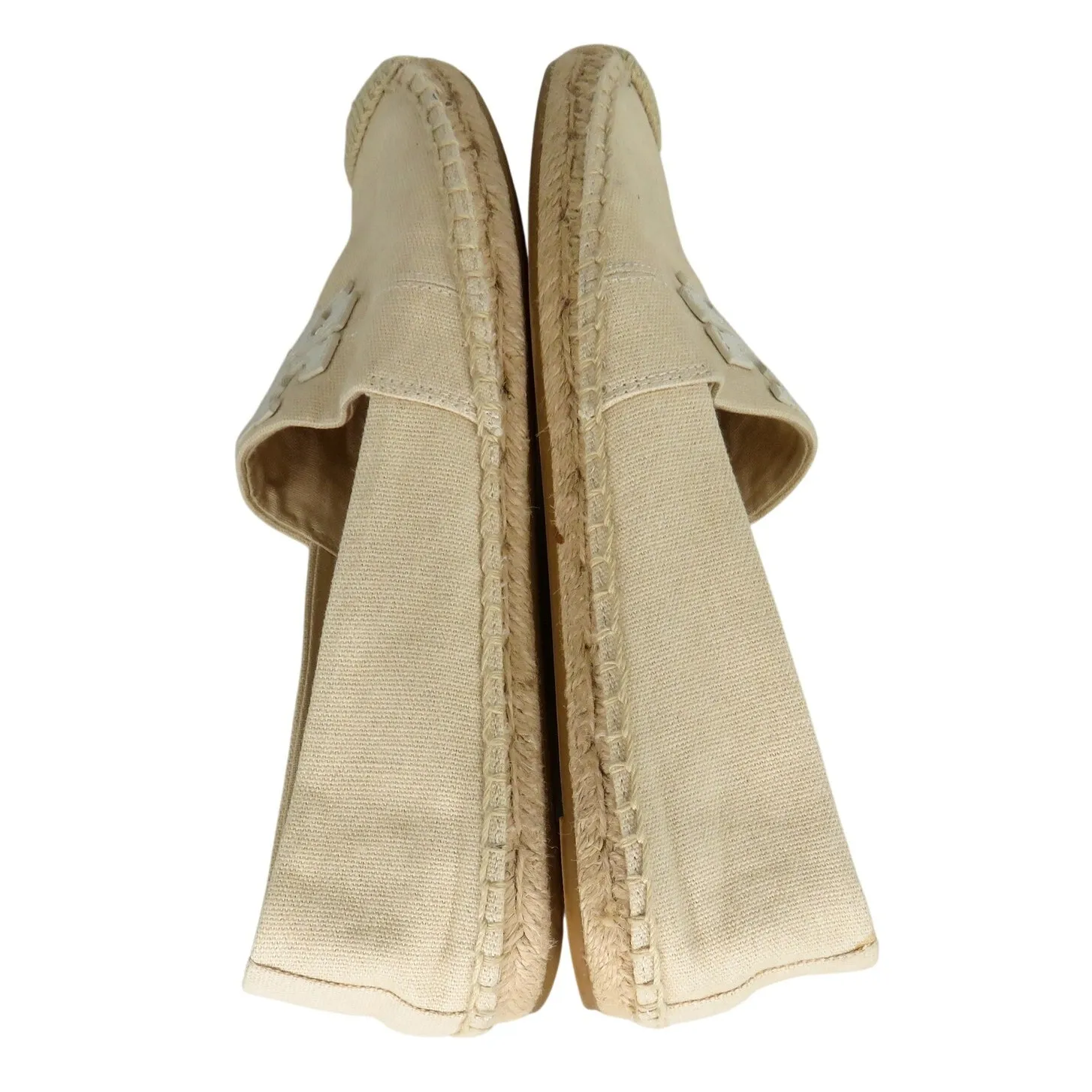 Tory Burch Weston Espadrille Flats Size 8.5 Cream Beige Natural Logo Flats - Image 5