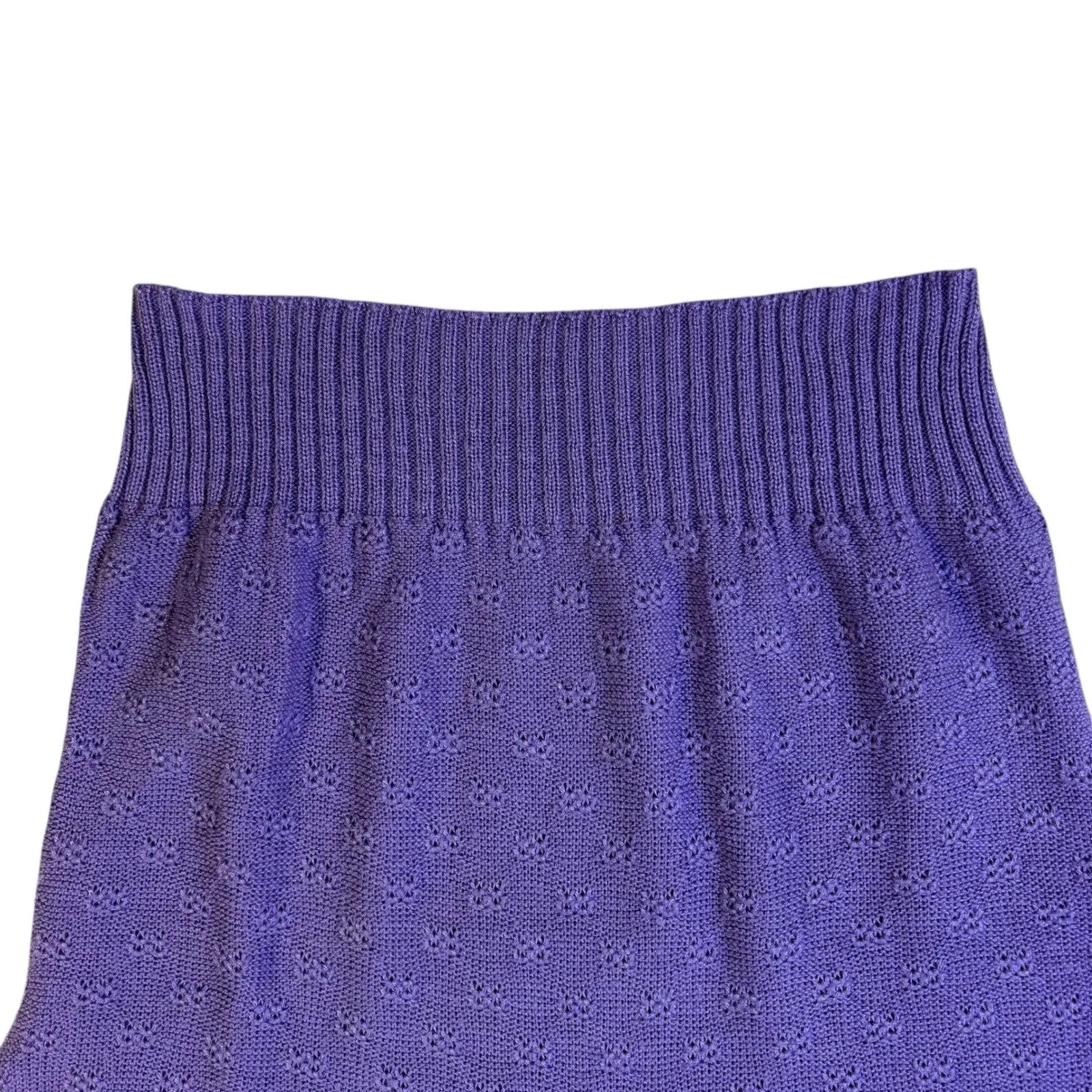 Womens Lavender V Neck Short Sleeve Knit Sweater Top Textured Pattern Medium Purple - Image 6