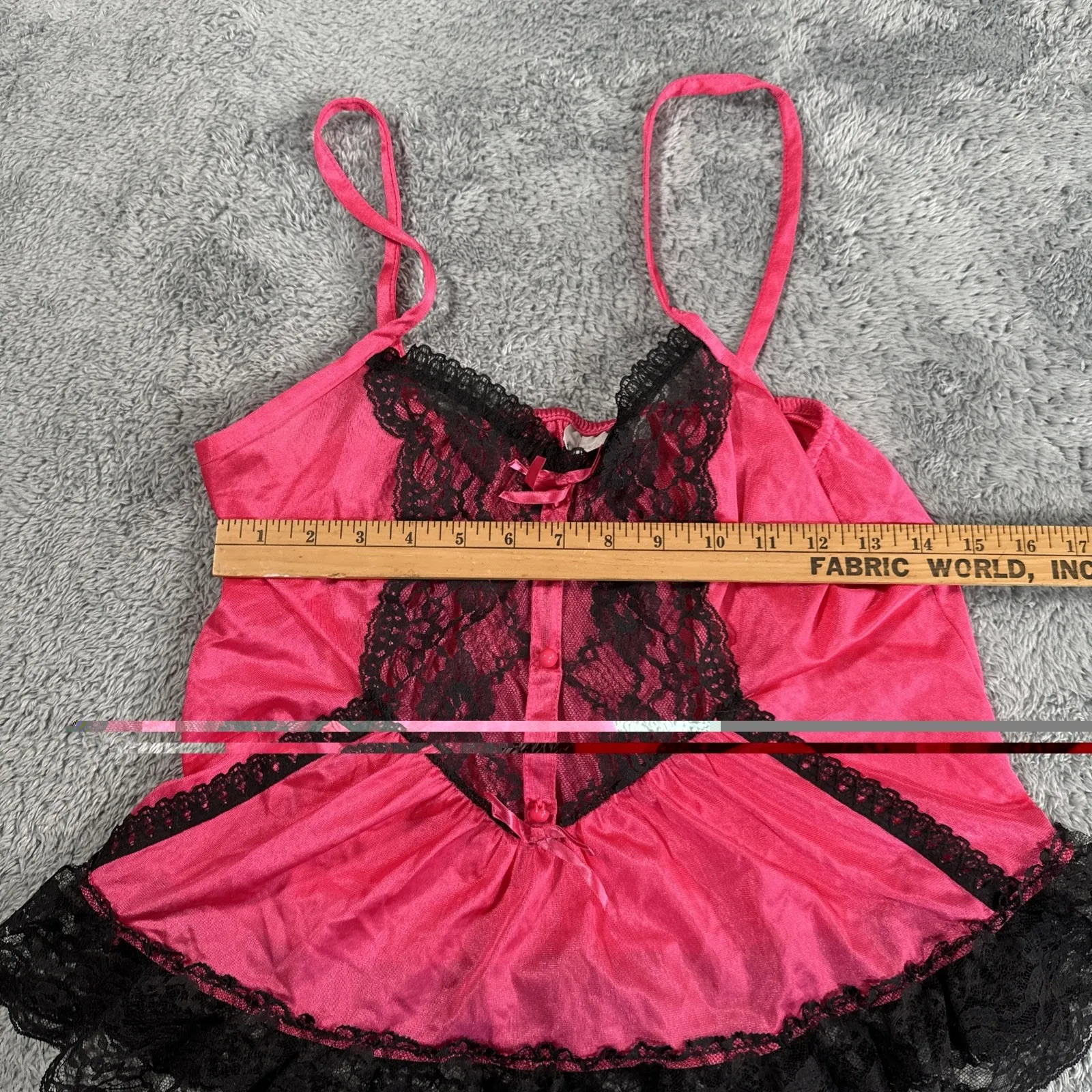 Vintage Danni New York Hot Pink Lace Lingerie Sexy Size Medium Nylon Top - Image 7