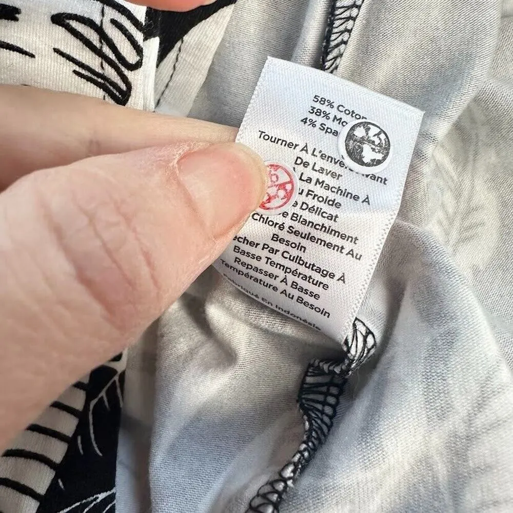 Talbots Jersey Maxi Skirt Silhouette Ferns Tropical Floral Black Stretch Small S - Image 5