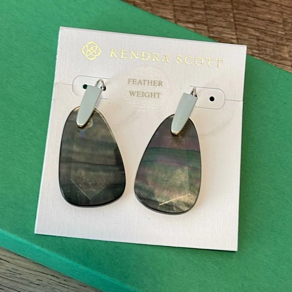 Kendra Scott Womens Marty Mother-of-Pearl Drop Earrings Silver Black OS NWT‎ - Image 4