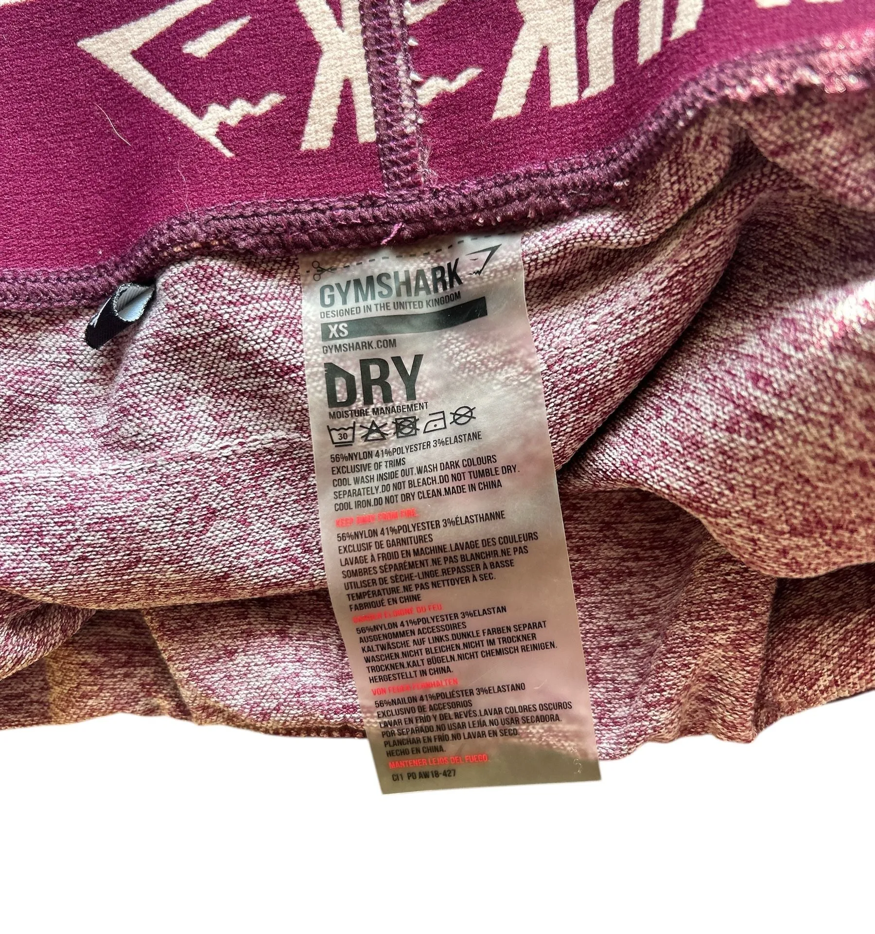 Gymshark OG Flex Seamless Leggings – Pink Marl/Plum – Size XS - Image 4