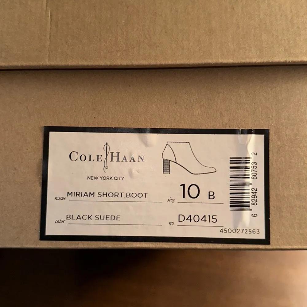 Women’s Cole Haan Miriam Short Boot Black Suede, Size 10, New in Box - Image 10