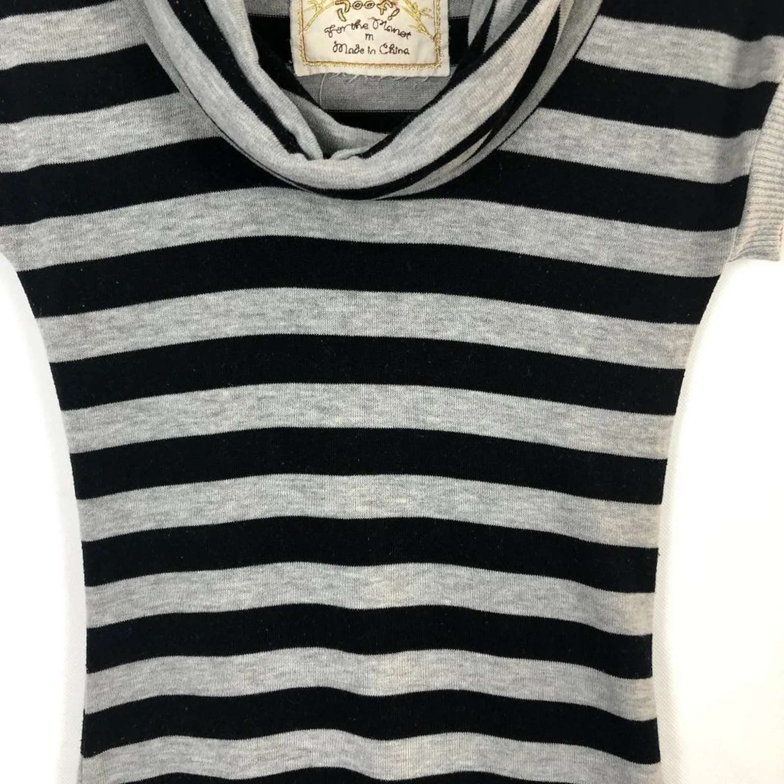 Poof! Cowl Neck Short Sleeve Tunic Sweater XS Stretch Y2K Grunge Preppy Retro - Image 4