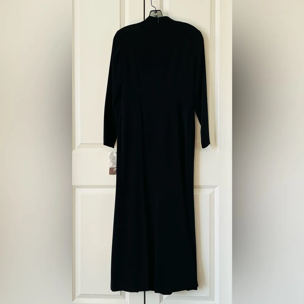 NWT Jones New York Dress Black Long Sleeves Mock Neck SZ 8P Lined Classic Maxi - Image 2