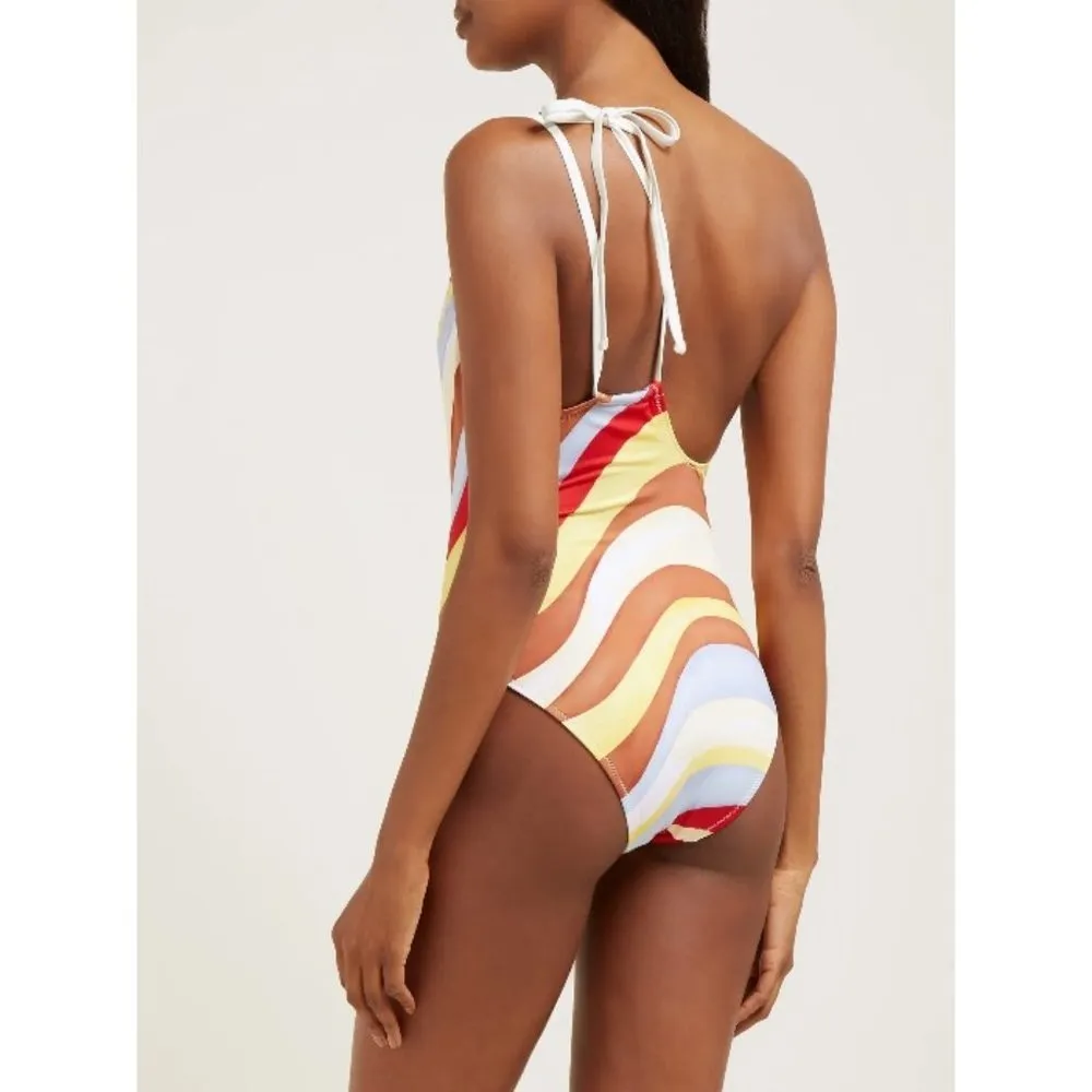 💕SOLID & STRIPED💕 Saree Wave Asymmetric Swimsuit - Image 3