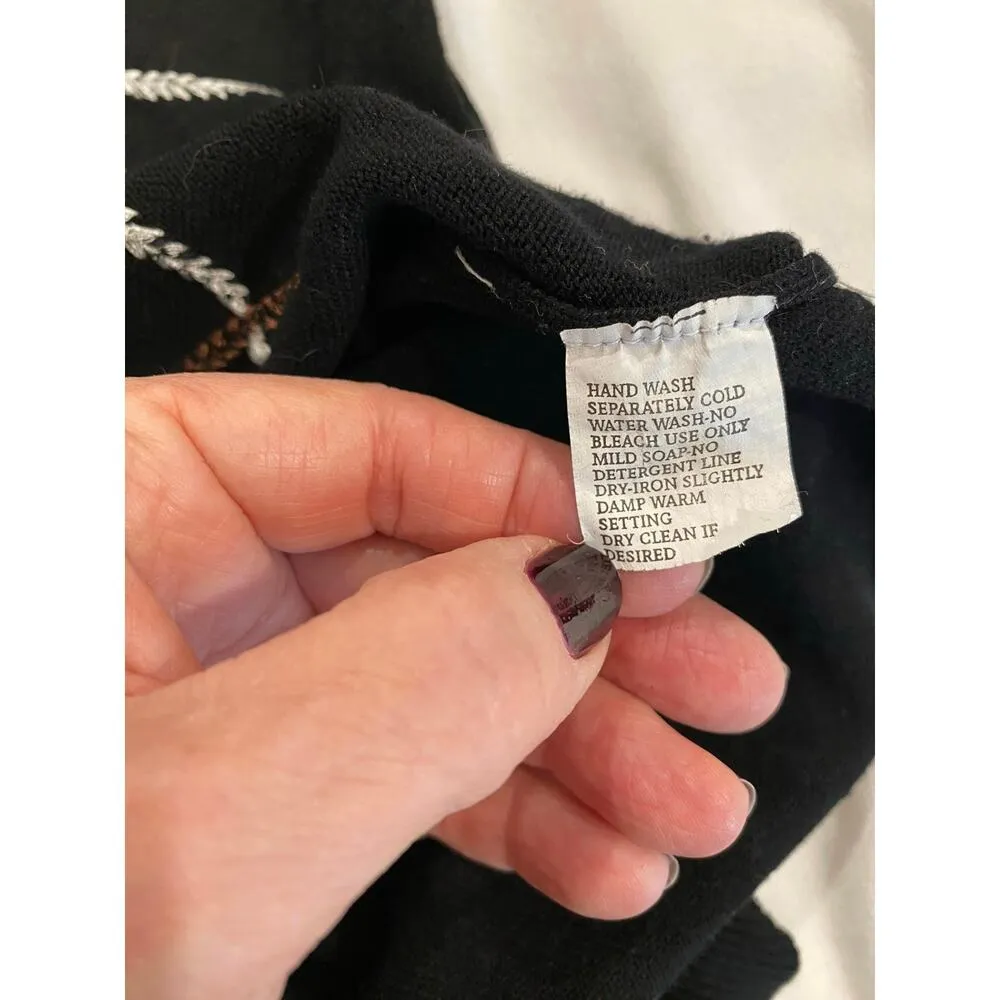 Stacy Adams Long Sleeve Silk Blend Embroidered Pullover Sweater Black Size XXL - Image 6