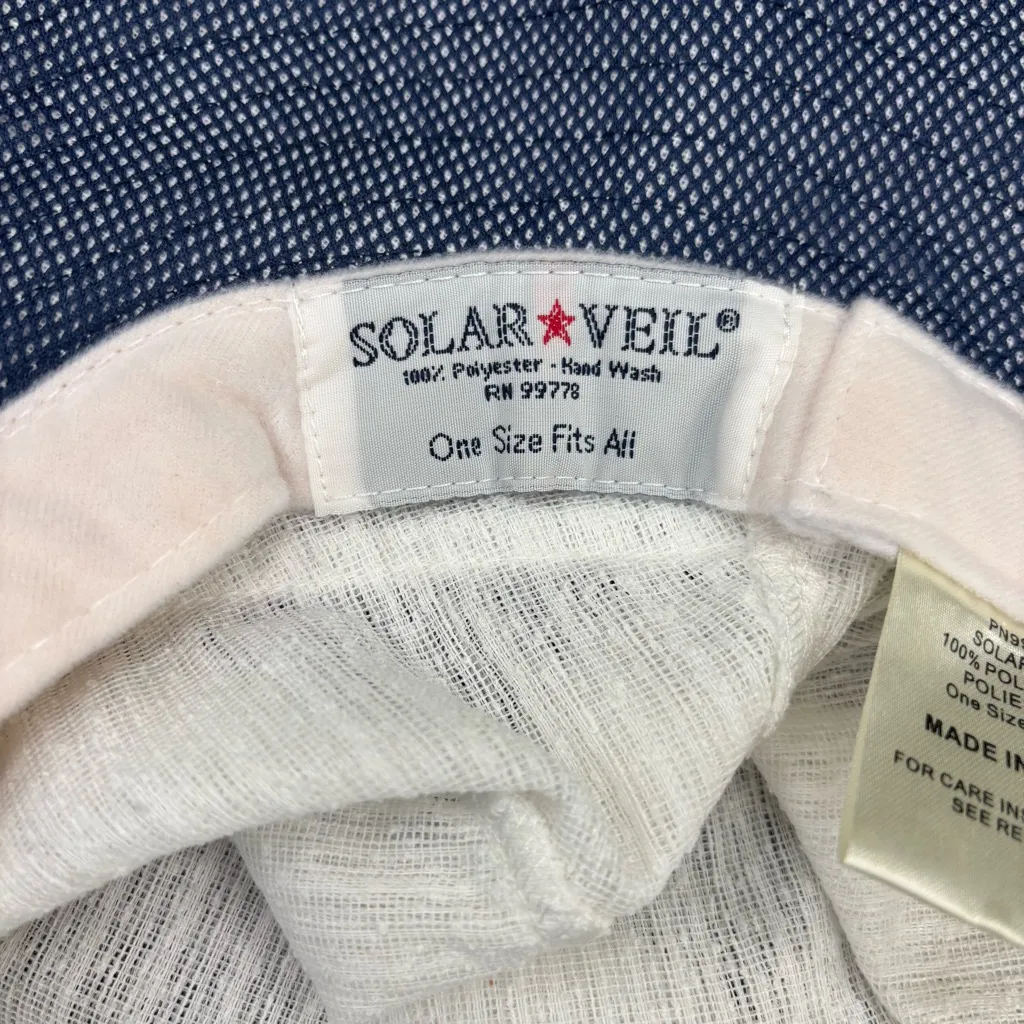 Solar‎ Veil Bucket Hat Polyester 1 Size Adjustable Strap White Blue Lightweight - Image 5