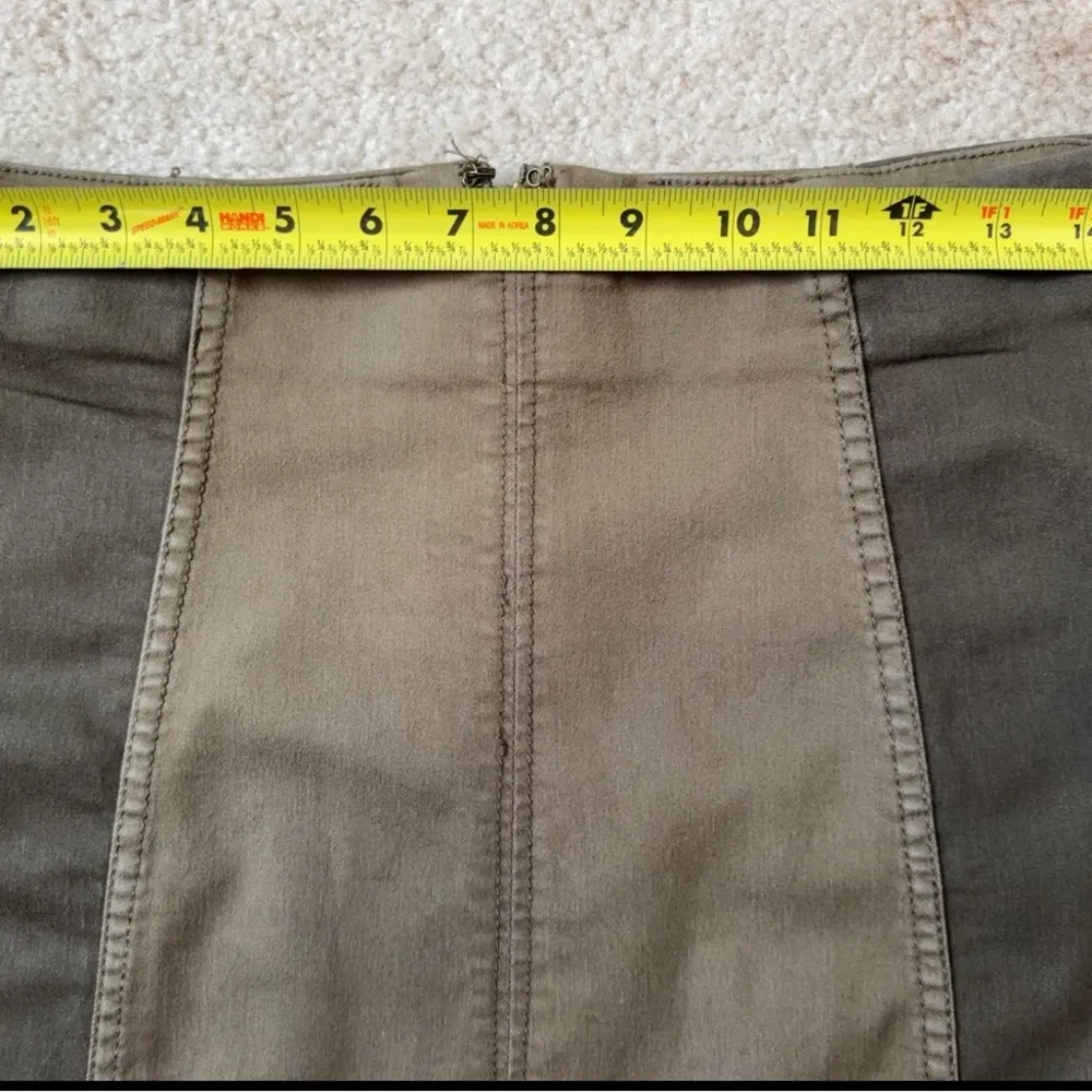 Free People Two-Tone Mini Skirt - army green and dark green. - Image 5