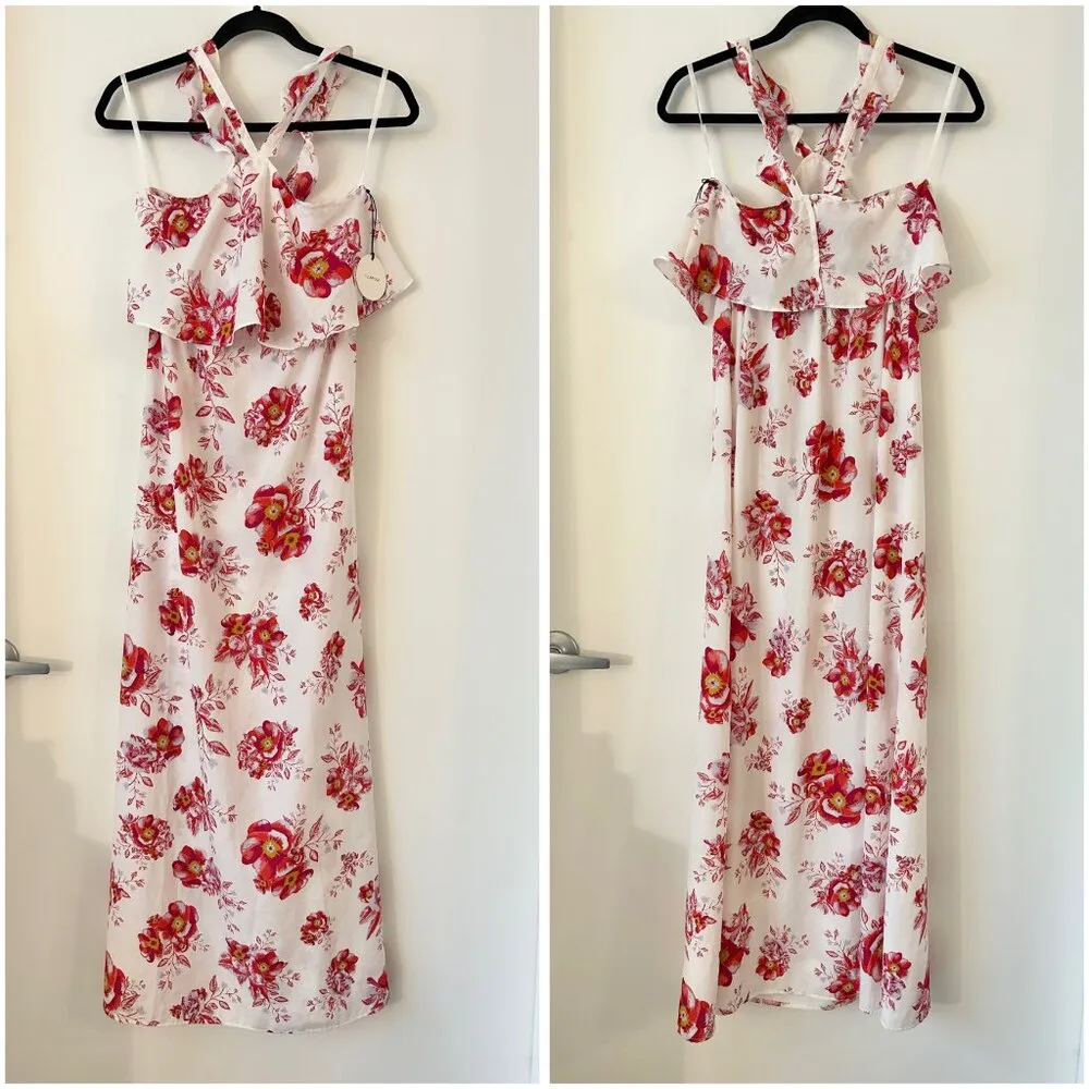Revolve Tularosa White Red Floral Ruffled Maxi Dress Size XS NWT - Image 3