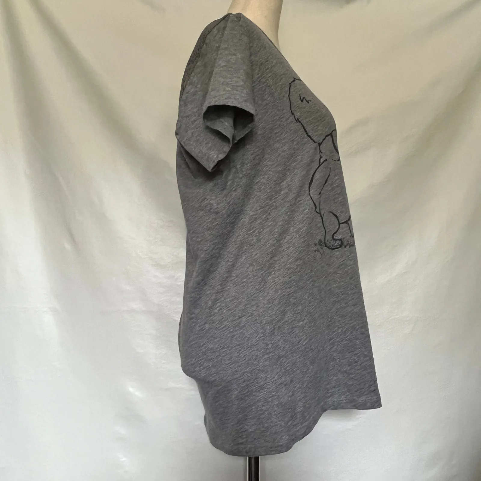 Disney Parks Winnie the Pooh Women Tee Top M Y2K Lace Back Quote Whimsical Cozy Gray Size M - Image 5