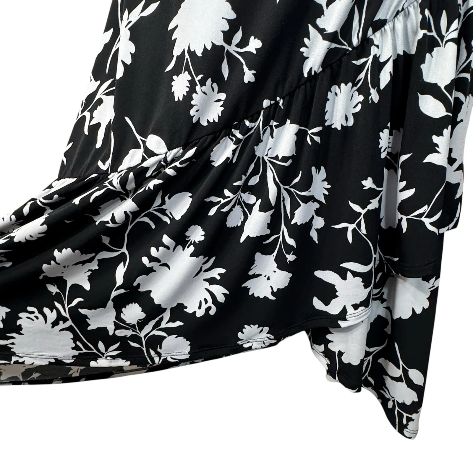 Lane Bryant SZ 20 Hi-Low Midi Dress Faux Wrap Floral Stretch Surplice V-Neck - Image 4