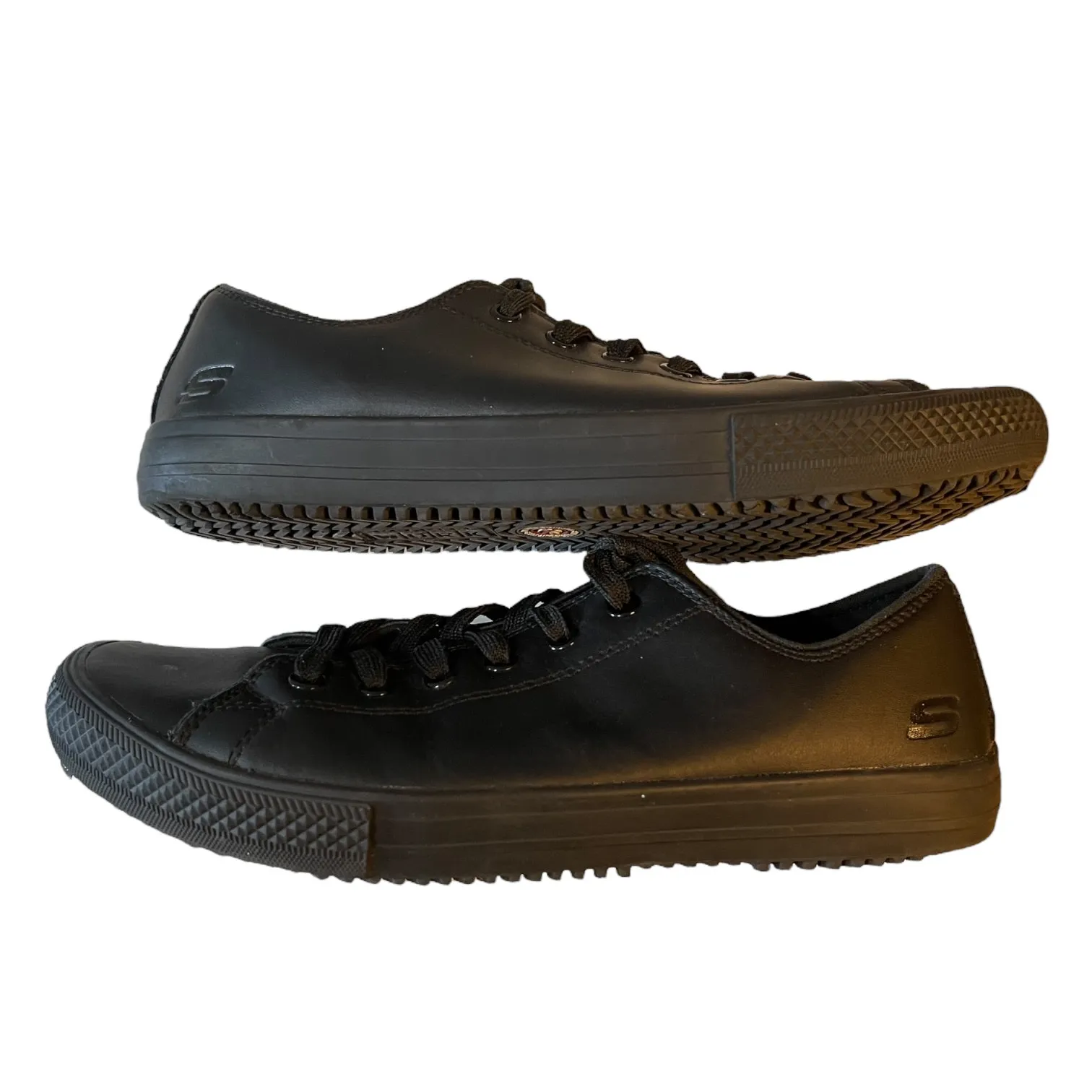 Skechers Work Black Leather Non Slip Relaxed Fit Shoes Size 9.5 - Image 6