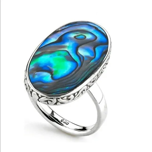 Samuel B. Sterling Silver Bezel Set Abalone Balinese Oval Ring,‎ Sizes 6, NWT - Image 2