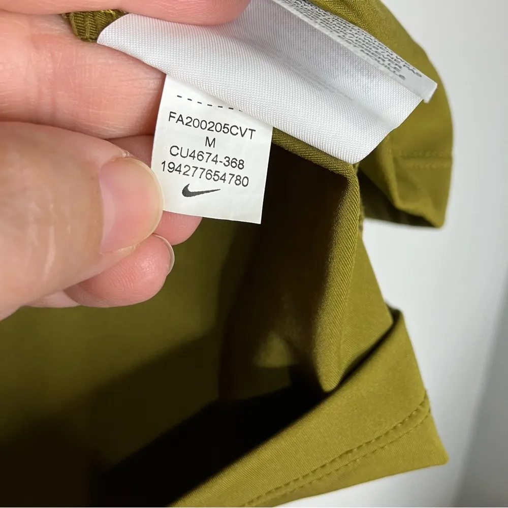 Nike Pro training crop top with logo taping olive green black womens size medium - Image 5