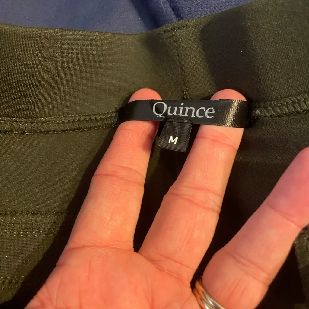 Quince Olive Green Ultra Stretch Ponte Straight Leg Women's Pants size medium - Image 10