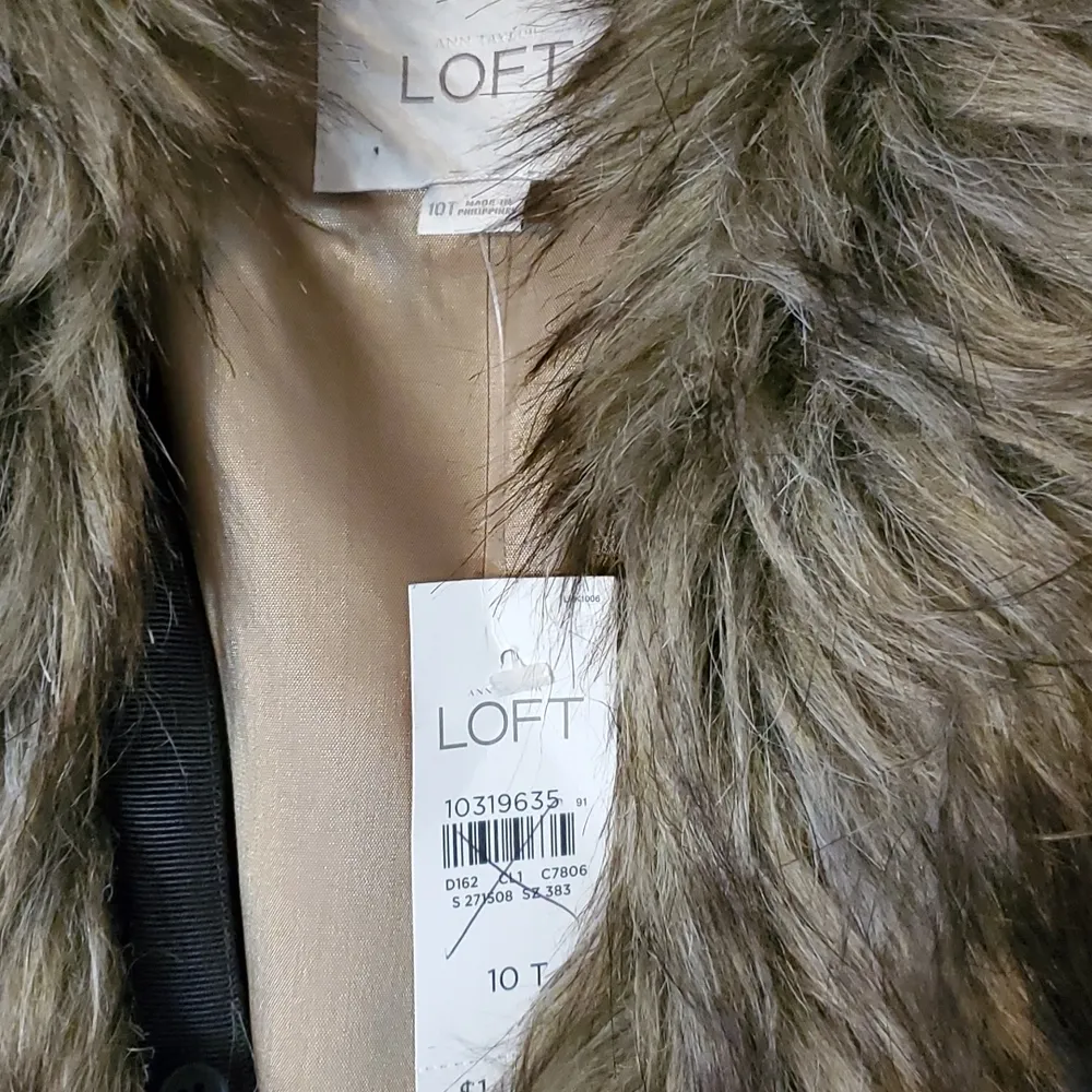 Ann Taylor LOFT Wool Blend Faux Fur Blazer 10T - Image 2