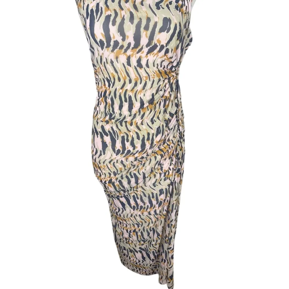 House of Harlow 1960 Abstract Print‎ Ruched Midi Dress Women's Size M Pink Size M - Image 3