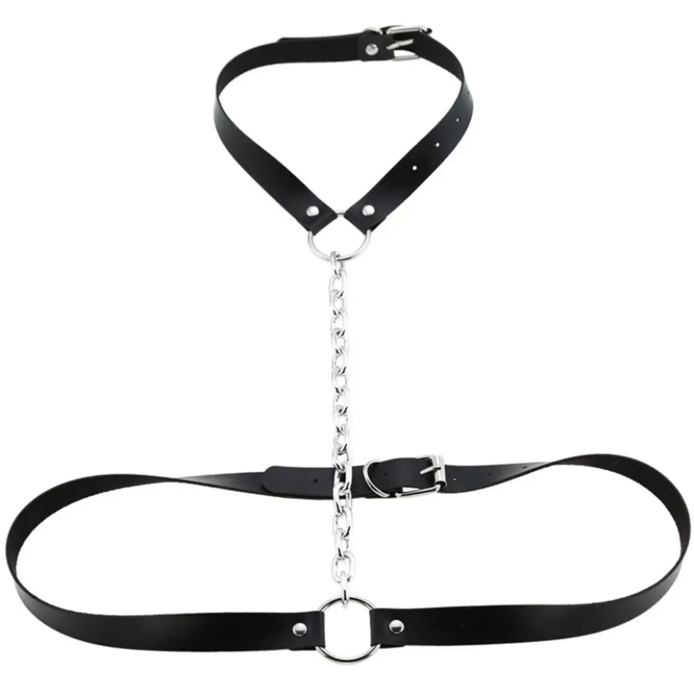 Black Harness Chunky Chain Belt New - Image 6