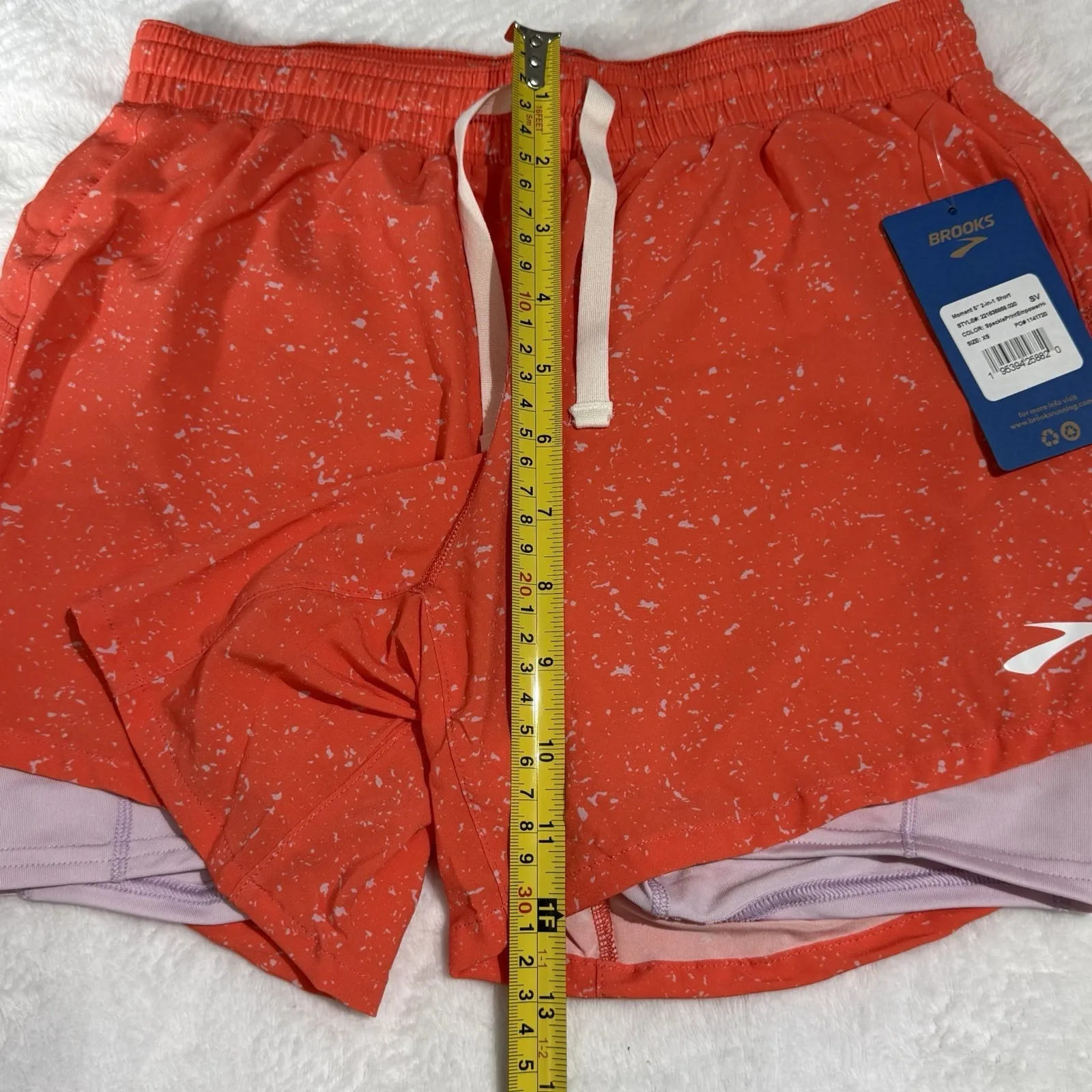 Brooks Momentum 5" 2-in-1 Shorts Womens Size XS Coral Speckled NEW With Pocket - Image 8
