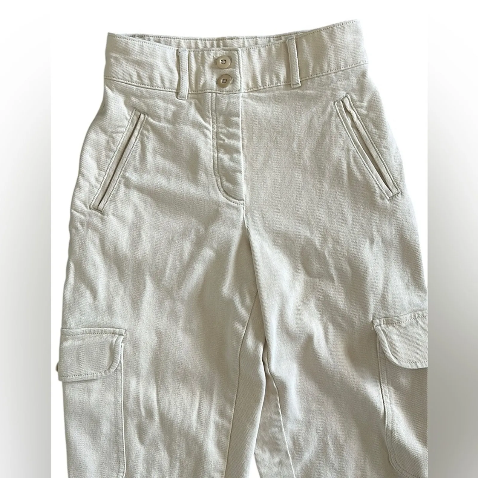 Aritzia Wilfred Free Modern Cargo Pants Off White Button Fly Women’s Size 2 - Image 5
