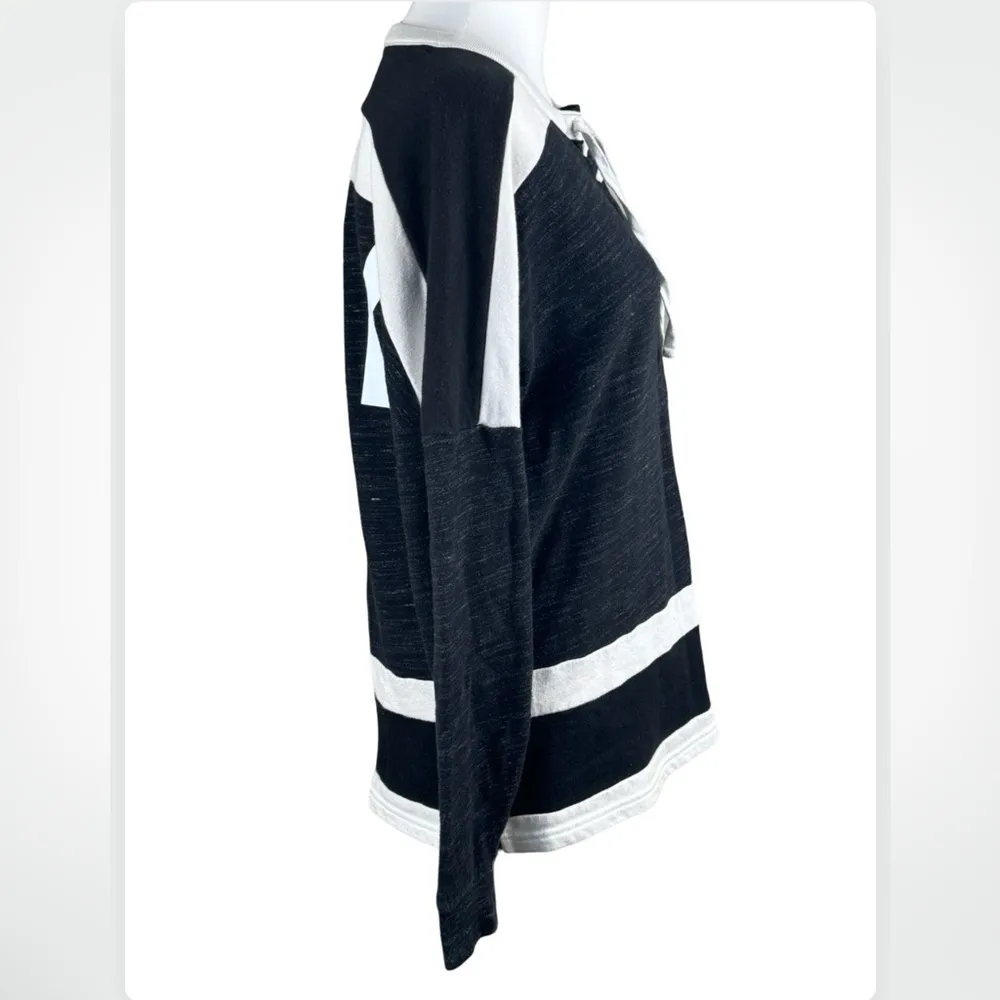 PiNK Victoria’s Secret Black Hockey Jersey Graphic Pullover Sweatshirt Top XS - Image 7