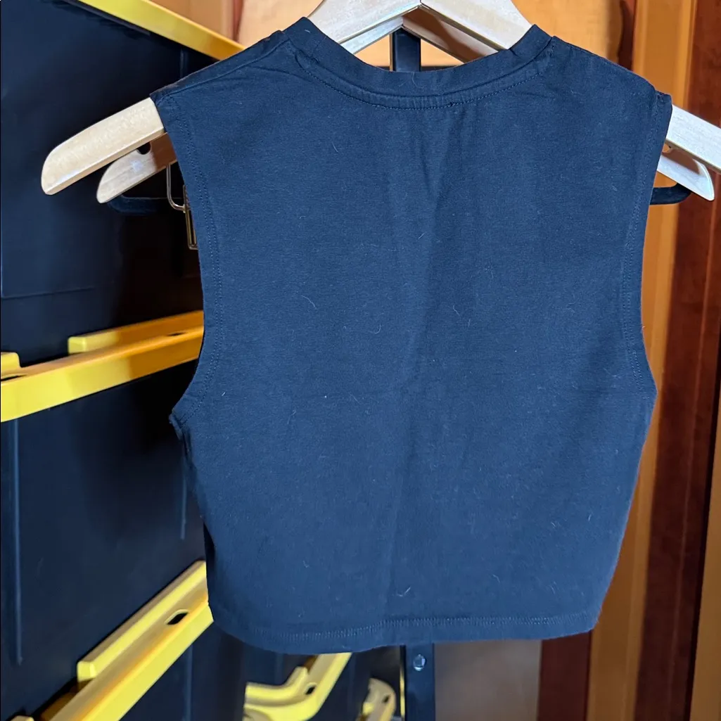 Zara Black Cropped Muscle Top Sleeveless Stretch Cotton Size Small - Image 5