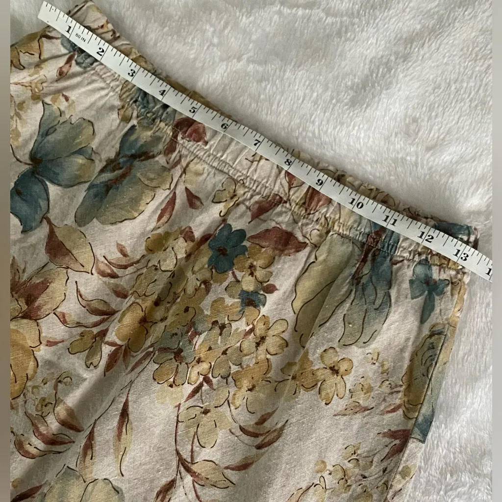TSD Two Star Dog Floral Linen Maxi Skirt Boho Cottagecore Elastic Waist Size M - Image 6
