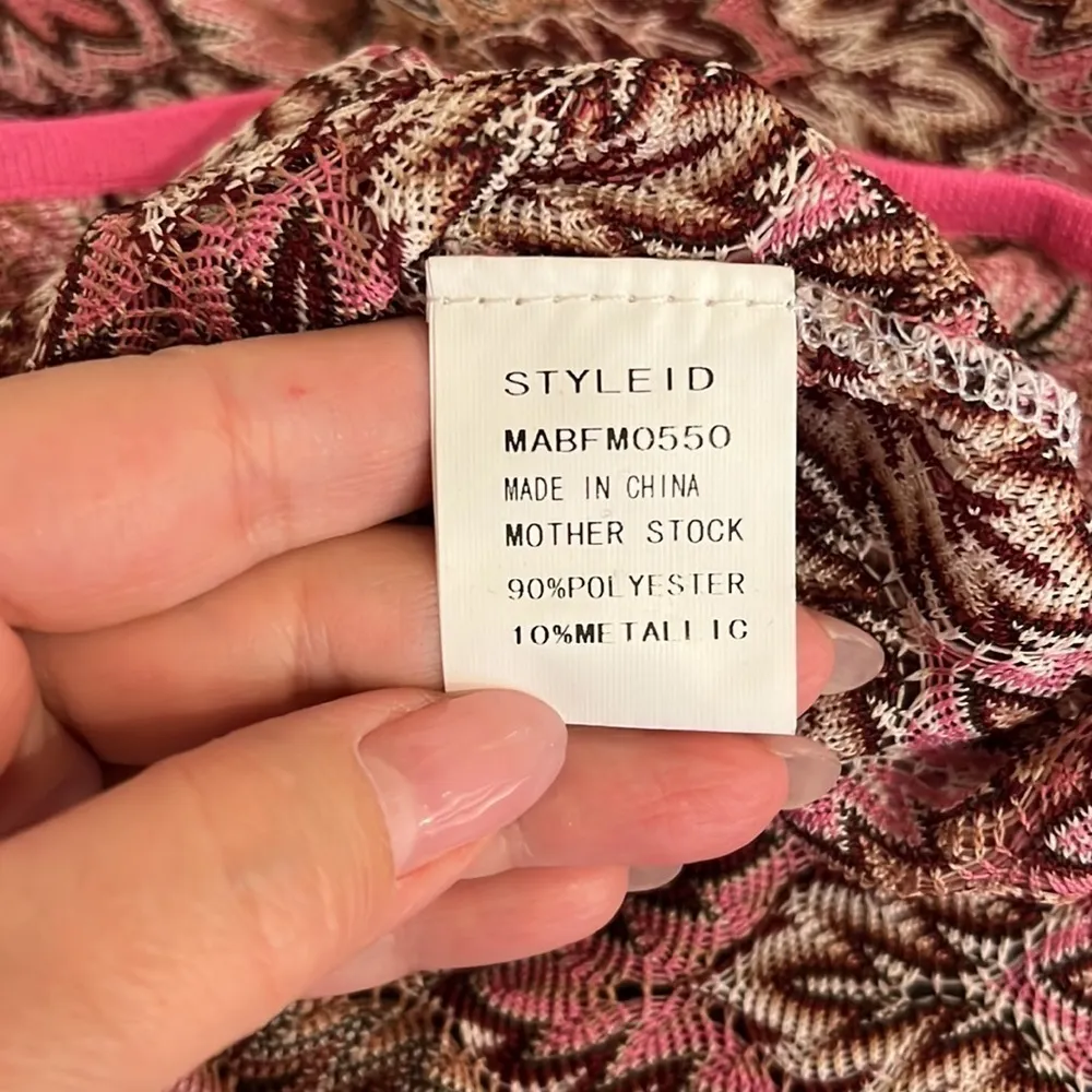 MISSONI Foulard chevron mini dress beach cover pink size 2 (S), NWOT - Image 11