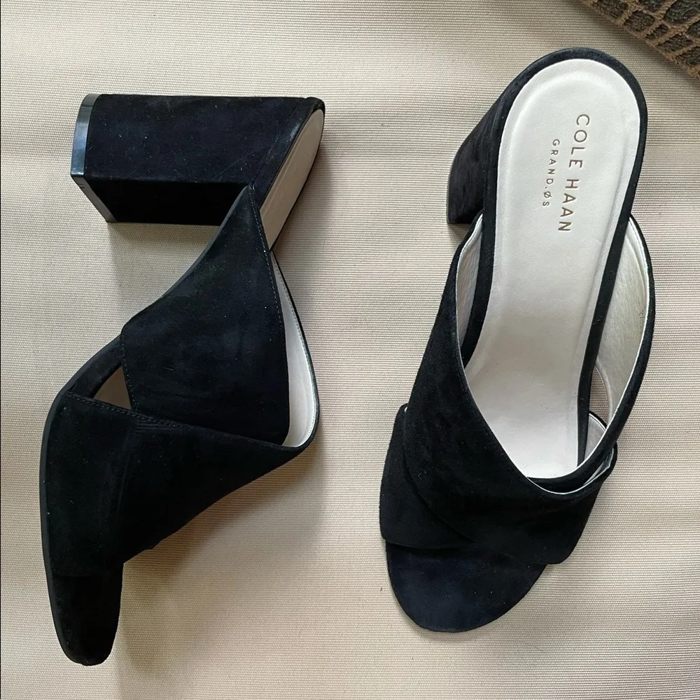 Cole Haan Gabby Suede Heeled‎ Sandal Black Size 9 - Image 3