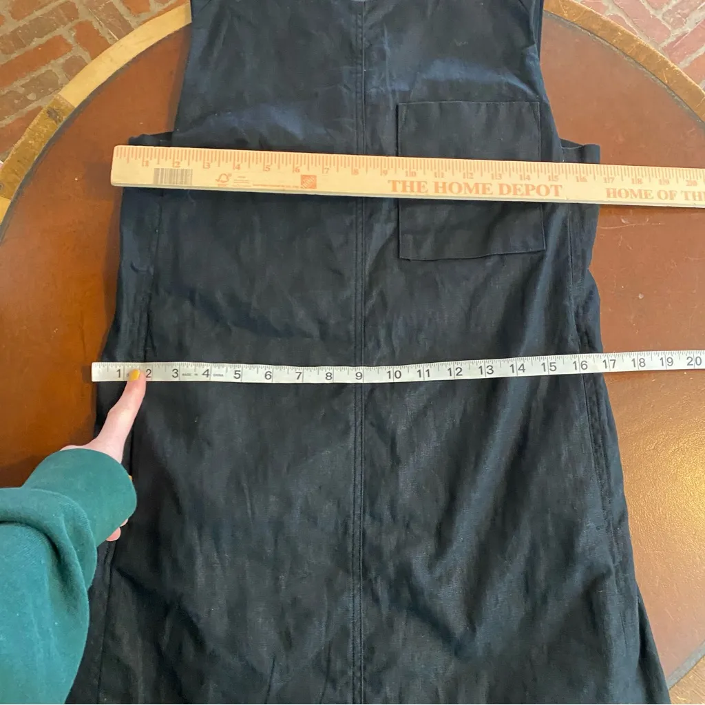 Banana Republic Black Hemp Cotton Shift Tank Boxy Pocket Dress Size XS petite - Image 10