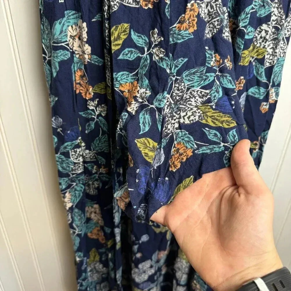 Angie Navy Floral Romper/Maxi Dress Size Large A48 - Image 5