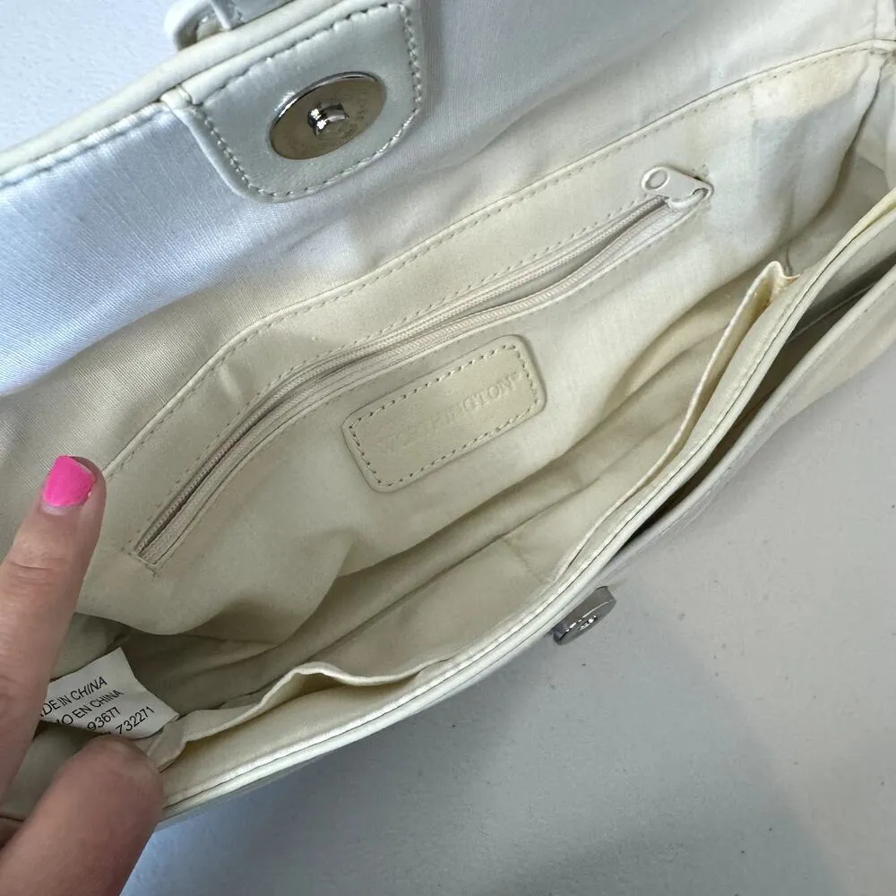 VTG Crossbody White Ivory Purse Bag 100% Leather - Image 4