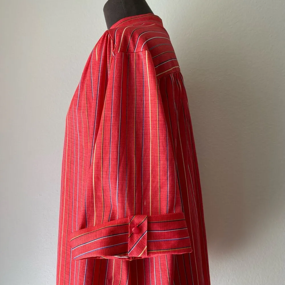 Tiger‎ Lily sz L VINTAGE stripped 70s polyester blouse Red Size L - Image 4