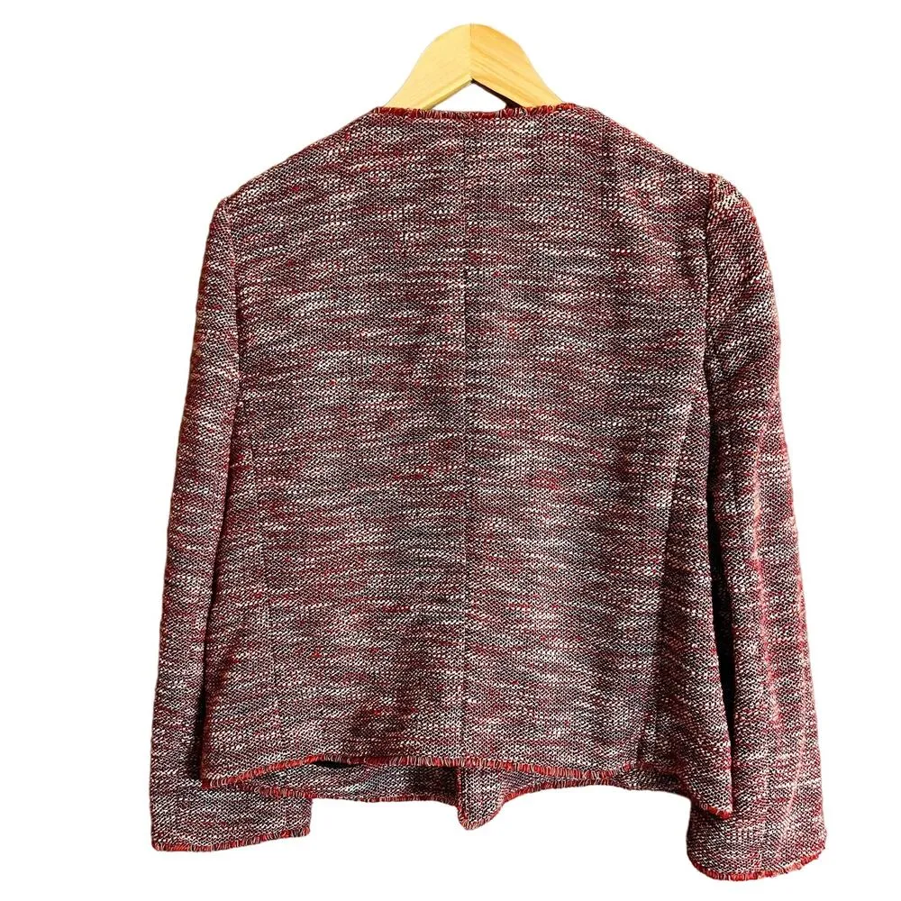 RED VALENTINO Red Tweed Blazer Jacket Snap Front Metallic Giacca ITALY 46 8 EUC - Image 13