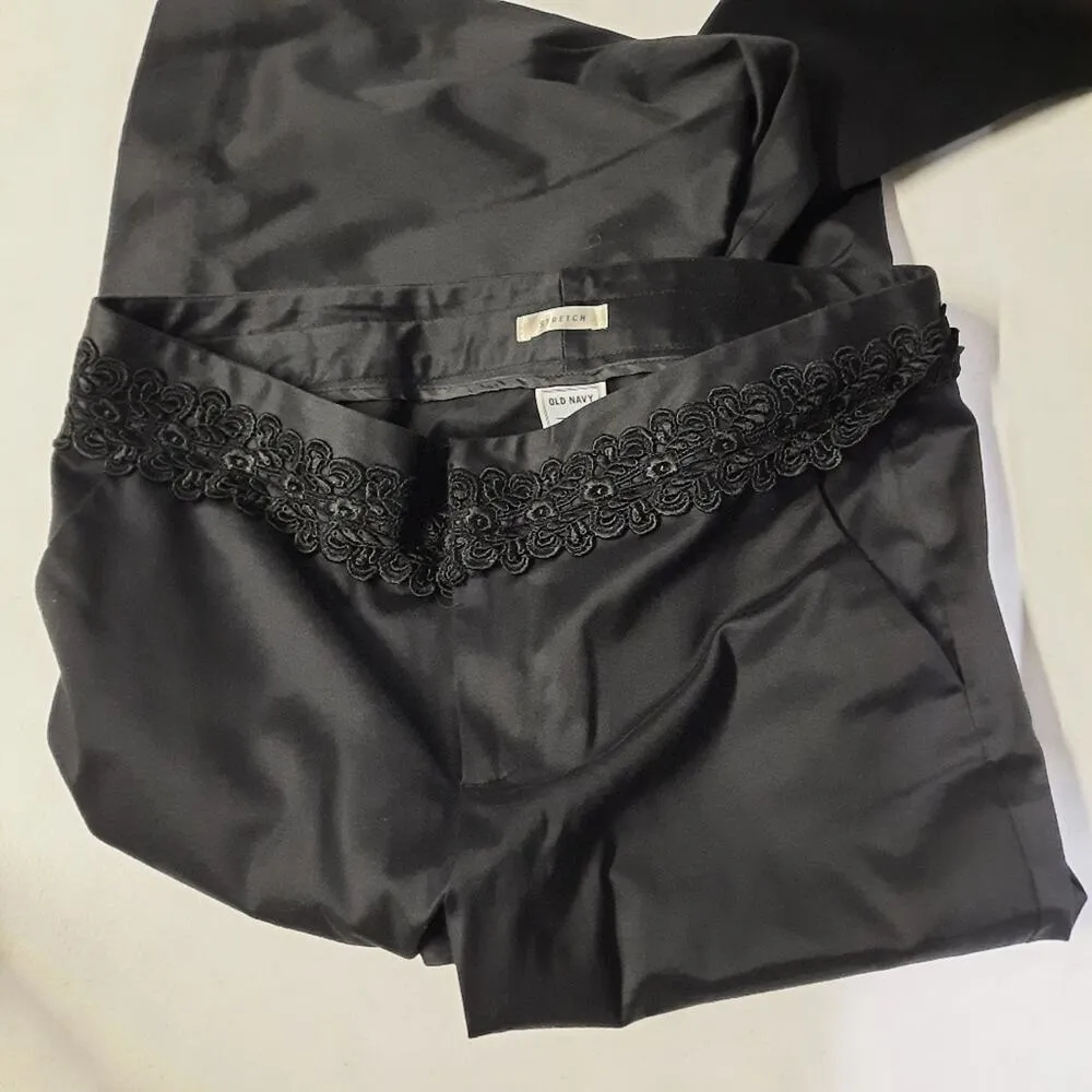 Old Navy Women Pants Size 6 Black Straight Leg Casual Cotton Stretch Slacks - Image 5