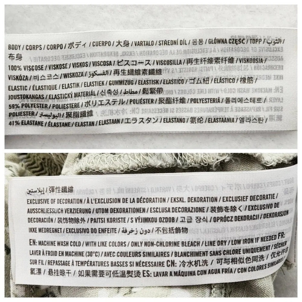 Hollister Womens Floral Crop Top Size S Sage Green Smocked Back Shirt - Image 8