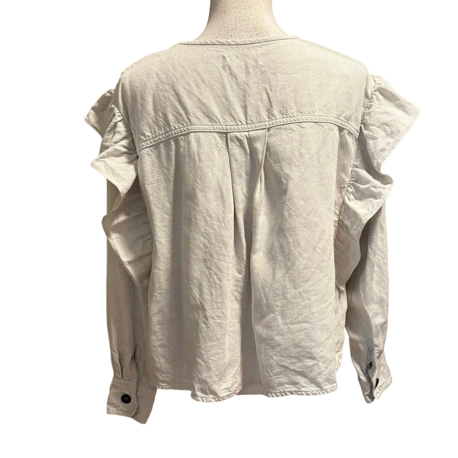 Etoile Isabel Marant Size 38 US M 6 Wally Chalk Top Blouse Ruffled Linen Blend - Image 4