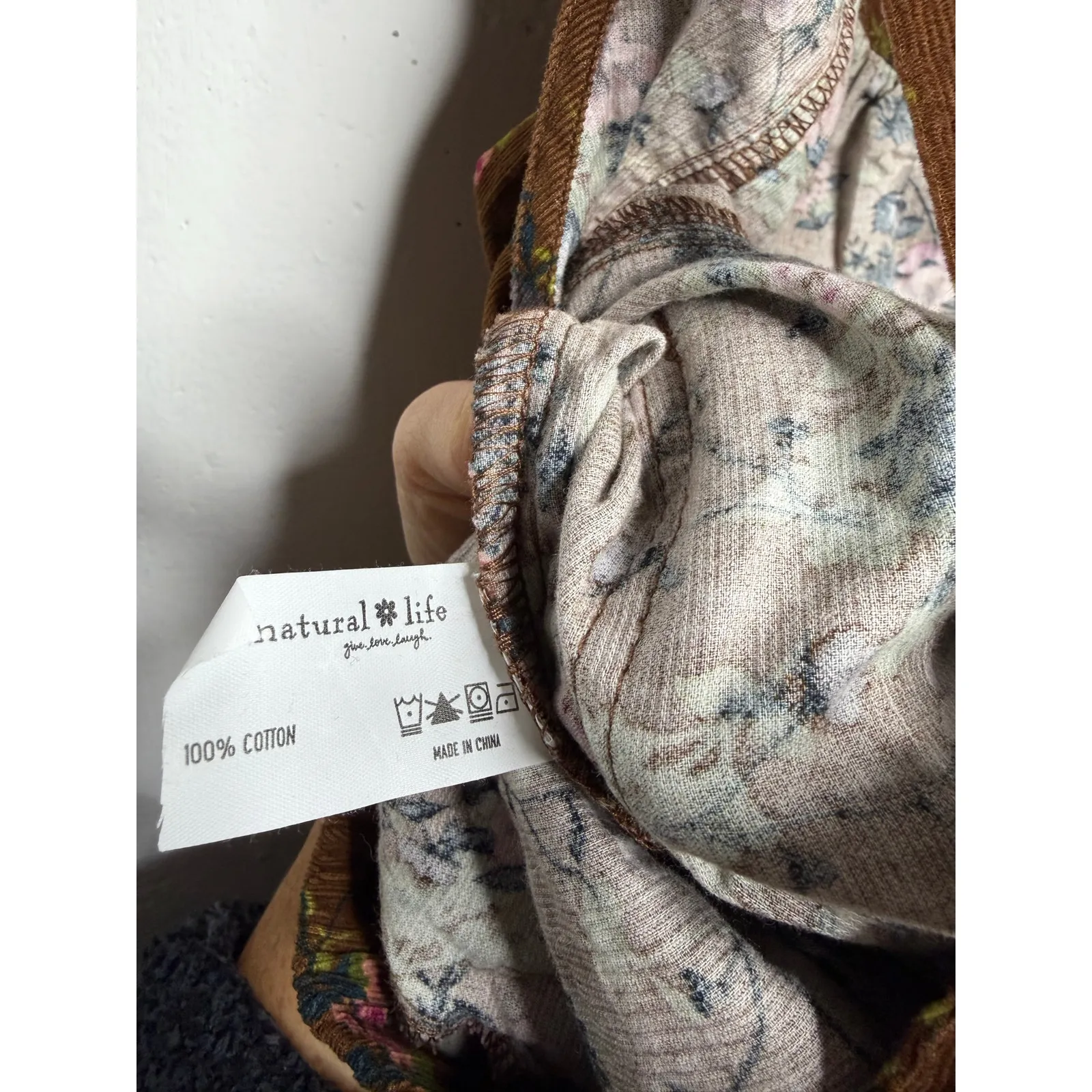 NEW Natural Life Womens Wide Leg Jumpsuit Size Medium Tie Overalls Green Floral - Image 3