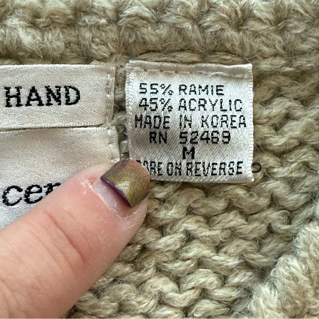 Vintage Country Concepts Womens Hand Knit Sweater Vest Medium Pastel Boho Chunky Gray - Image 5