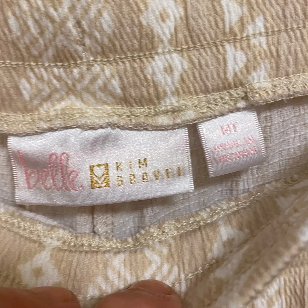 Belle By Susan Graver Womens Pull On Capri Pants M MT Beige White Boho Print - Image 6