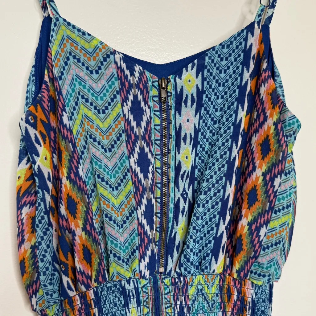 Fire Los Angeles Long Maxi Dress Geometric Print Size XS Spaghetti Straps Aztec - Image 6