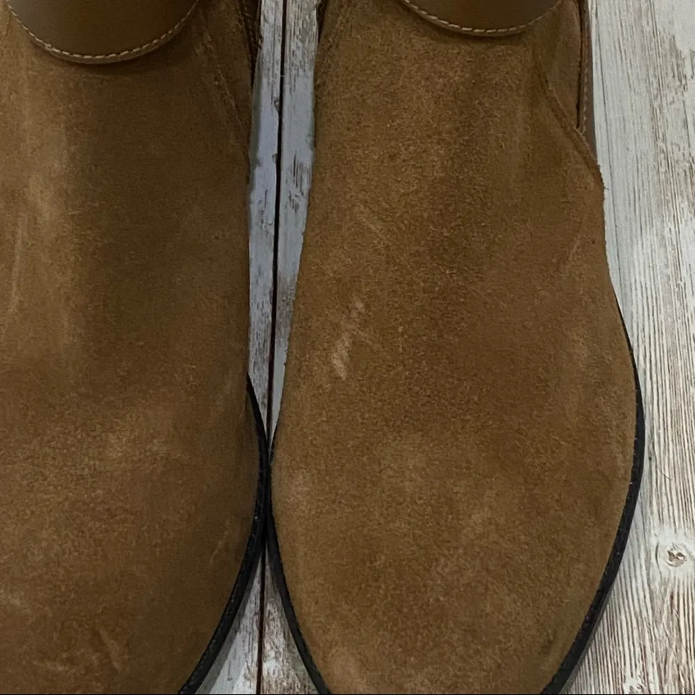 Isaac Mizrahi  Saran Cognac Brown Suede Booties 8 - Image 13